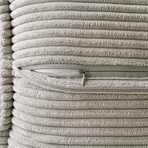 MIULEE Light Grey Corduroy Decorative Euro Sham Pillow Covers 24x24 Inch - Image 3