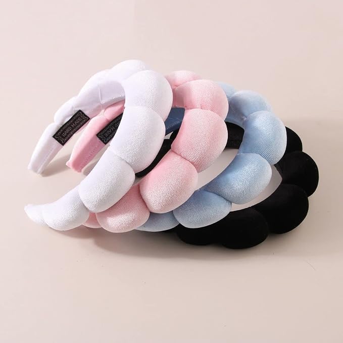 Luckybear Spa Headband for Washing Face, Velvet Makeup Headband, Bubble - Image 4