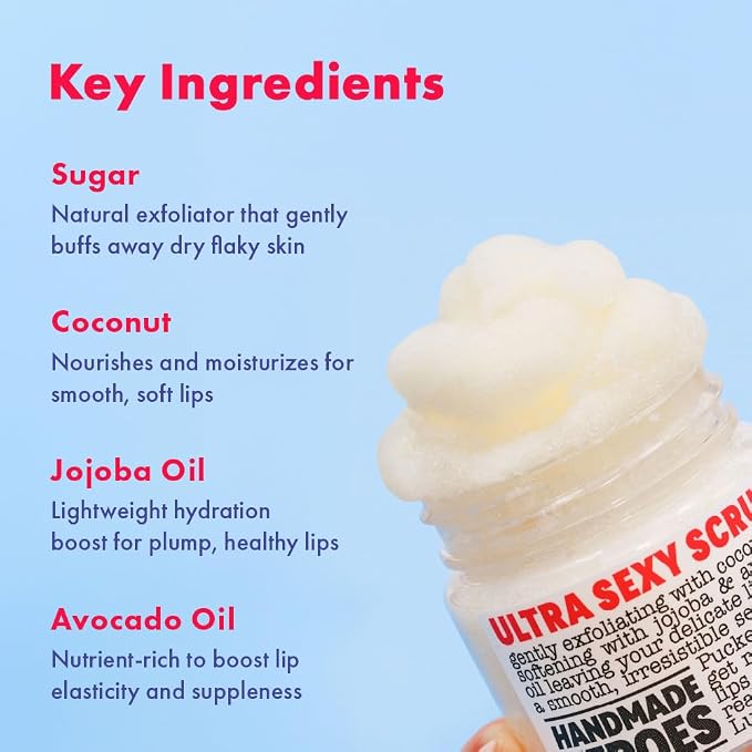Handmade Heroes 100% Natural Lip Scrub, Vegan Conditioning Coconut Exfoliator - Image 5