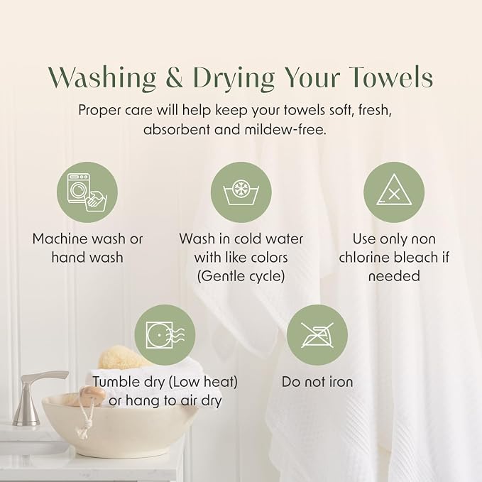 Springtree Home 100% Cotton Bath Towel Set of 4 | Super Soft & Absorbent - Image 8