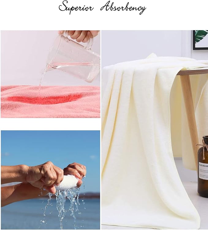 Lumimi Towels 3 Piece Very Soft Microfiber Bath Towel Set Super Absorbent Light - Image 5