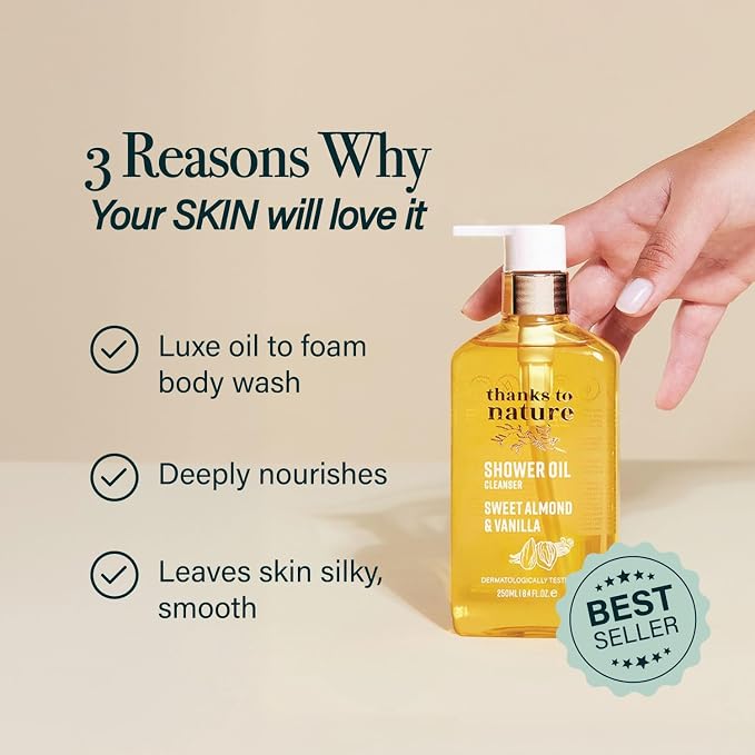 Shower Oil for Women with Sweet Almond and Vanilla, Luxe Oil Body Wash That - Image 2