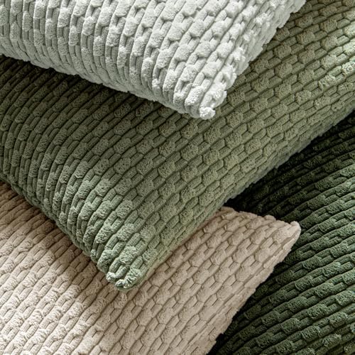 MIULEE Decorative Throw Pillow Covers 18x18 Sage Green Textured Corduroy - Image 5