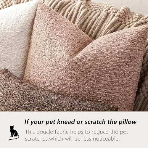 Foindtower Decorative Textured Boucle Throw Pillow Covers 22x22 Light Pink - Image 4