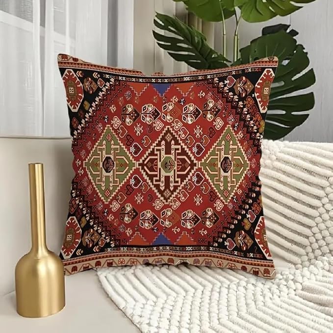 Set of 4 Vibrant Oriental Ikat Throw Pillow Covers - Image 3