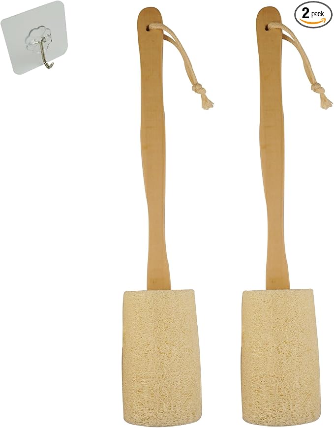 Back Loofah Scrub Loofah Sponge Long Handle Loofah Shower Bath Brush On a Stick by Rainlily+Wen