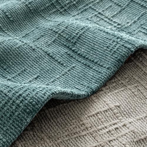 MIULEE Chenille Textured Throw Pillow Covers Teal 20x20 Set of 2 - Image 2