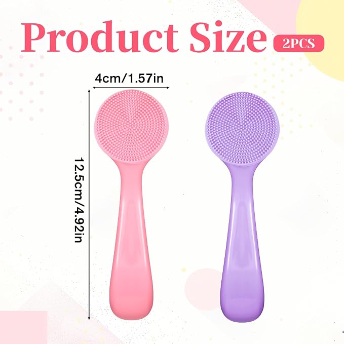2 Pcs Face Scrubber Silicone Manual Facial Cleansing Brush Soft Facial Brushes - Image 2