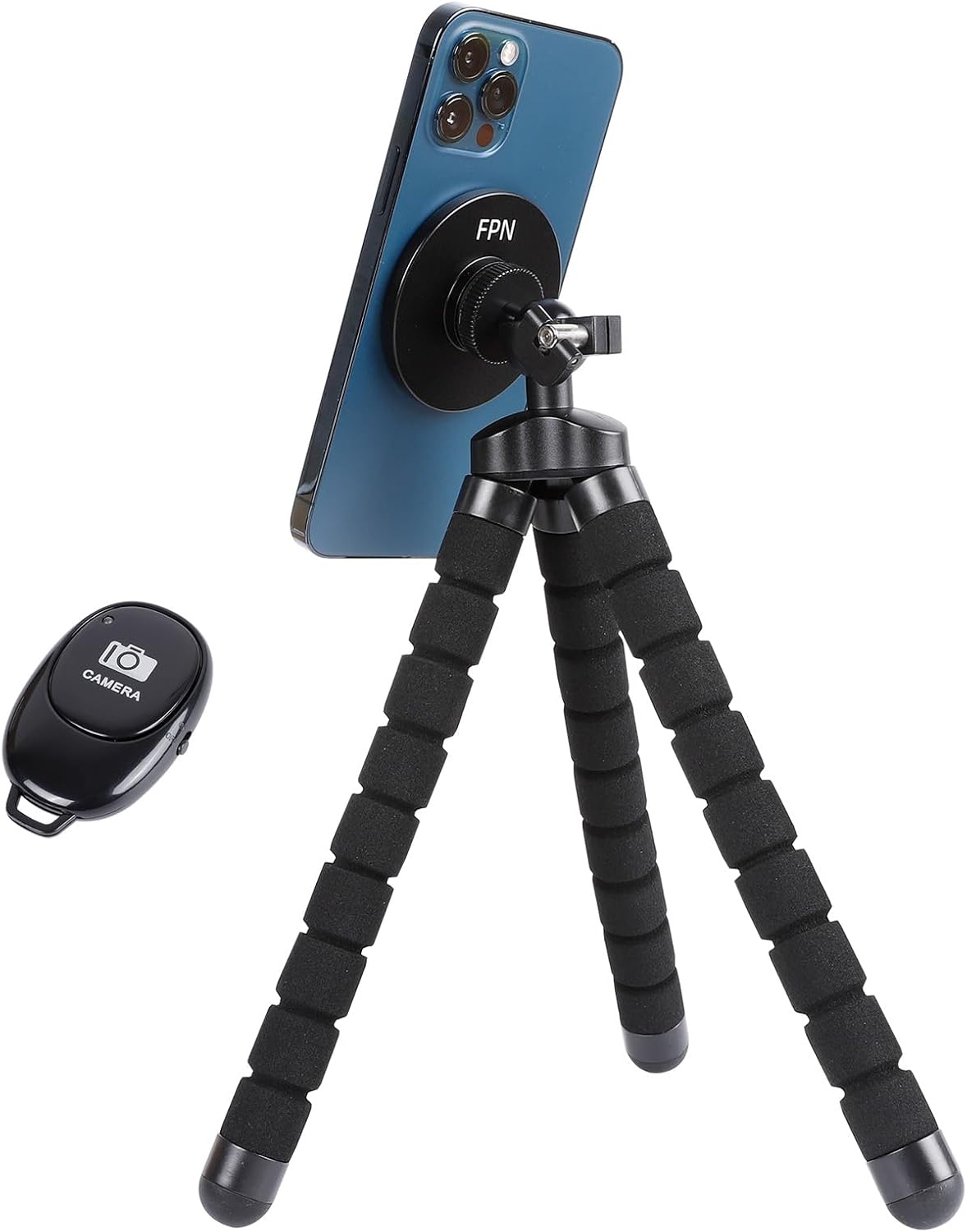 Magnetic Flexible Tripod for iPhone, Mini Bendable Tripod Stand with Wireless Remote for Magsafe, Compatible with iPhone 16 15 Plus Pro Max 14 13 12 Series