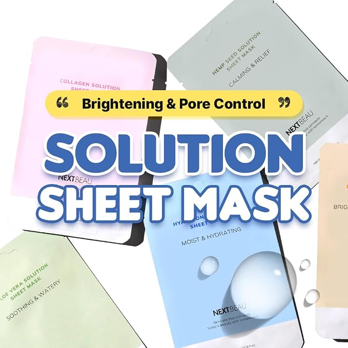 NEXTBEAU [PACK OF 20 Solution Sheet Mask Pack 5types x 4pc Aloe, Niacinamide - Image 2