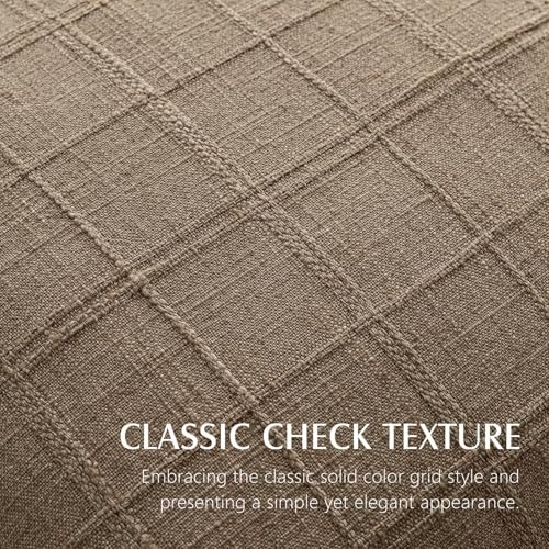 Foindtower Set of 2 Decorative Linen Check Fringe Throw Pillow Covers Farmhouse - Image 2
