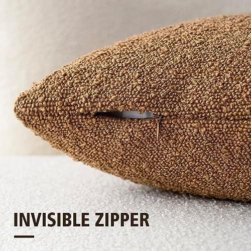 Foindtower Decorative Textured Boucle Throw Pillow Cover 26x26 Rust Tobacco - Image 2