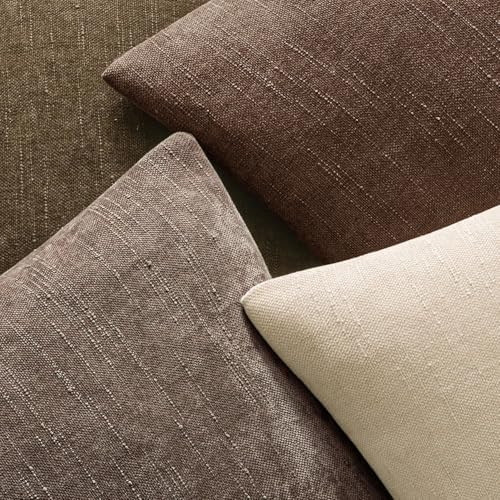 MIULEE Textured Chenille Throw Pillow Covers 22x22 Inch Chocolate Brown - Image 5