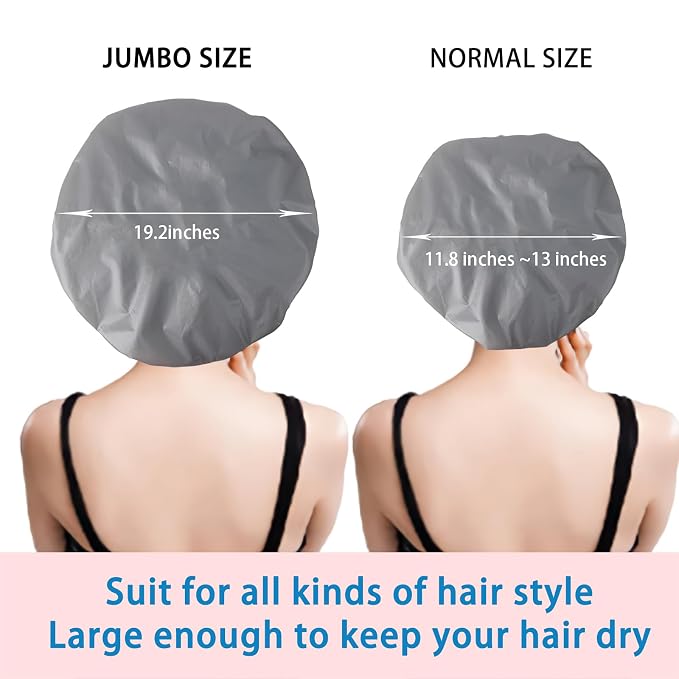 Jumbo Size Shower Cap 2 PCS Waterproof Shower Caps - Image 5