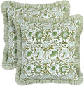 CPC Block Print Ruffle Throw Pillow Cover Agate Green 24"x24" by COTTONPRINTCLUB
