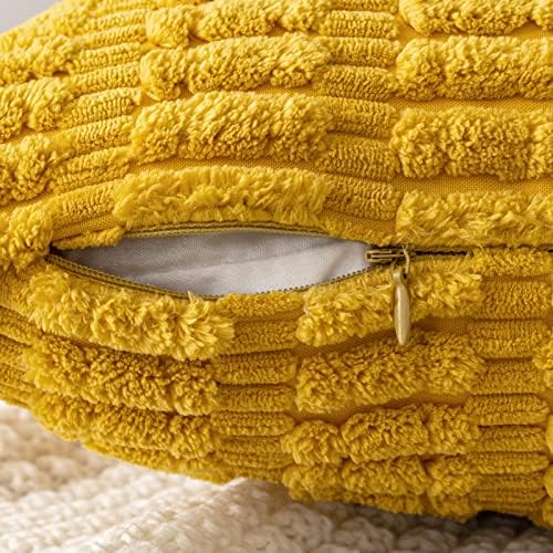 MIULEE Decorative Throw Pillow Covers 16x16 Mustard Yellow Pack of 2 - Image 3
