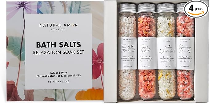 Natural Bath Salt Gift Set – 4-Pack Relaxing Soaks by NATURALAMORLOSANGELES