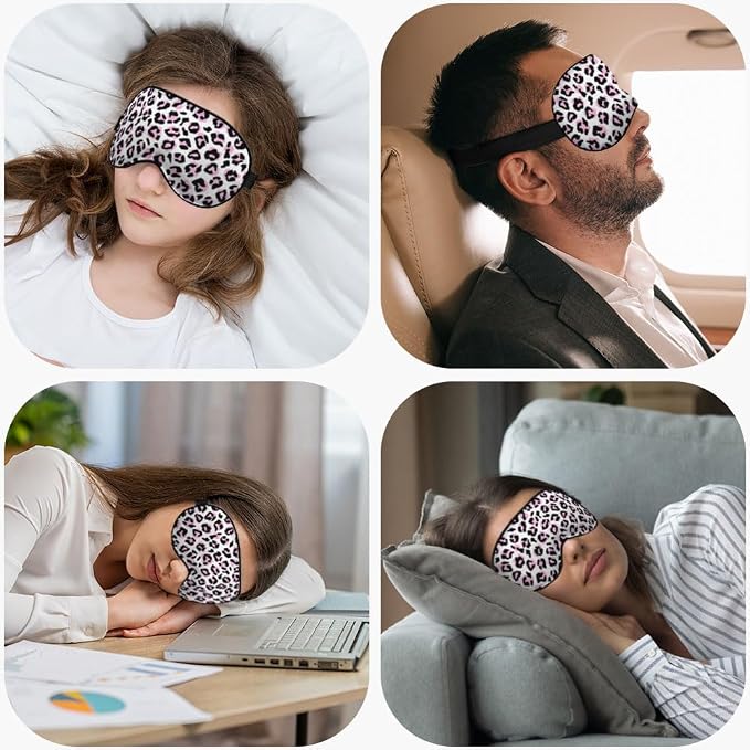 Leopard Eye Mask Sleeping Mask Pink Black Leopard Print Animal Sleep Masks - Image 5