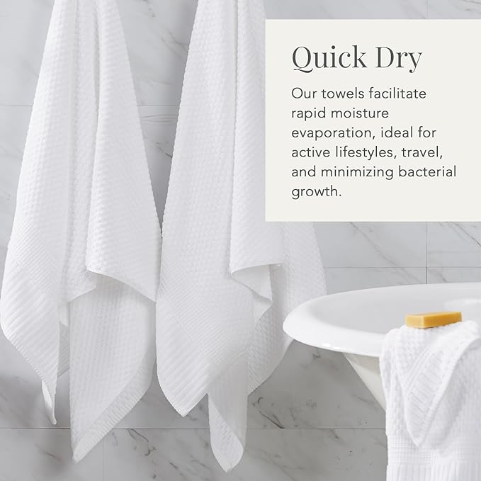 NY Loft 100% Cotton Bath Towel Set of 4 | White Towels | Oeko-TEX® Standard 100 - Image 3