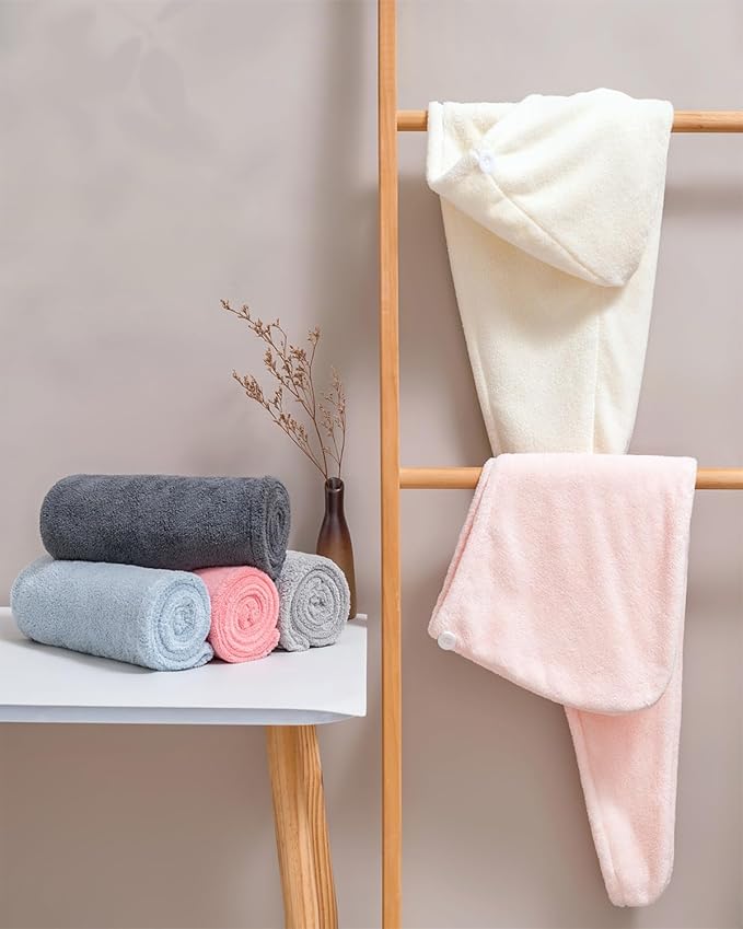 Lumimi Microfiber Hair Towel Wrap 4 Pack - Image 6