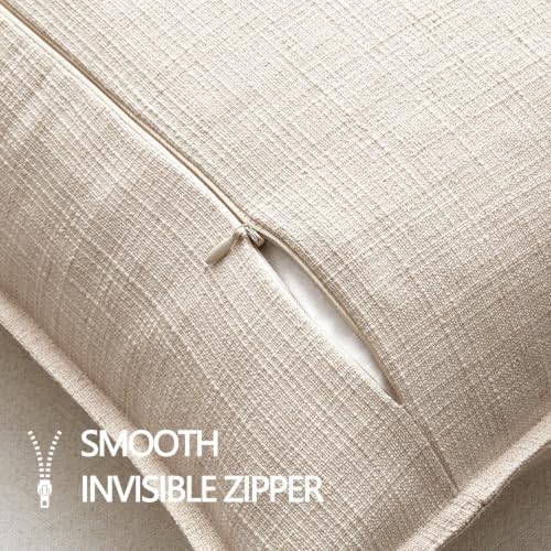 MIULEE Thick Textured Decorative Throw Pillow Covers 20x20 in Natural Linen - Image 7