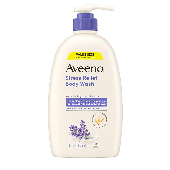 Aveeno Stress Relief Body Wash for Women, Calming Lavender Scent & Prebiotic Oat by Aveeno