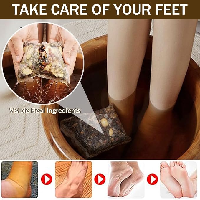 Ouliget Herbal Pedicure Foot Soak, Lymphatic Drainage Ginger Mugwort Foot Bath - Image 4