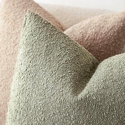 Foindtower Decorative Textured Boucle Throw Pillow Covers 16x16 Dusty Green - Image 4