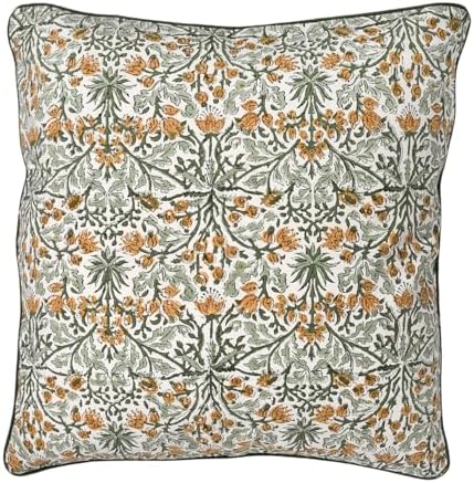Ridhi Block Print Goldenrod Yellow Pillow Cover 24" x 24" Decorative Couch - Image 6