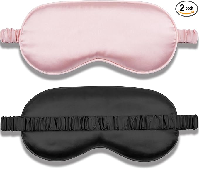 Amrules Sleep Mask Set of 2, Adjustable Silk Eye Mask by Amrules