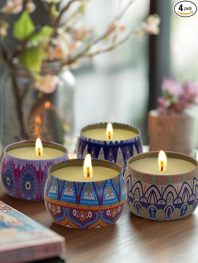 Scented Candles Gift Set for Home 4 Pack Large 4.4 Oz Soy Wax Candles, by LIVILLA