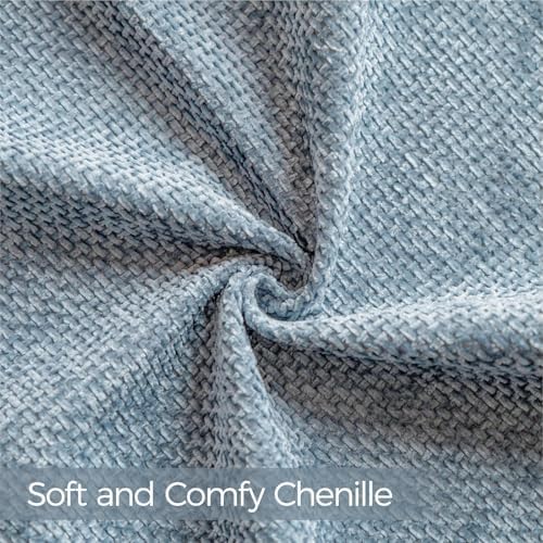 a moment Blue Chenille Throw Pillow Covers 18x18 Inch Pack of 2 Modern - Image 4