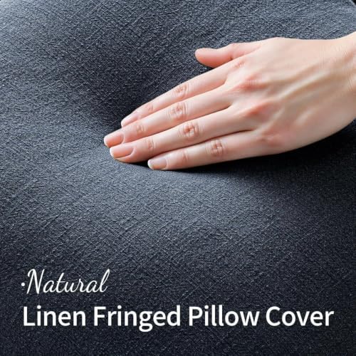 MIULEE Boho Linen Decorative Lumbar Throw Pillow Covers Indigo Blue 12x20 - Image 2
