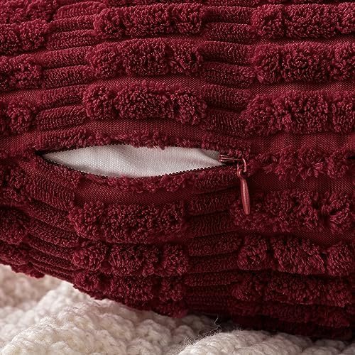 MIULEE Christmas Corduroy Decorative Throw Pillow Covers 12x12 Burgundy Pack of - Image 5