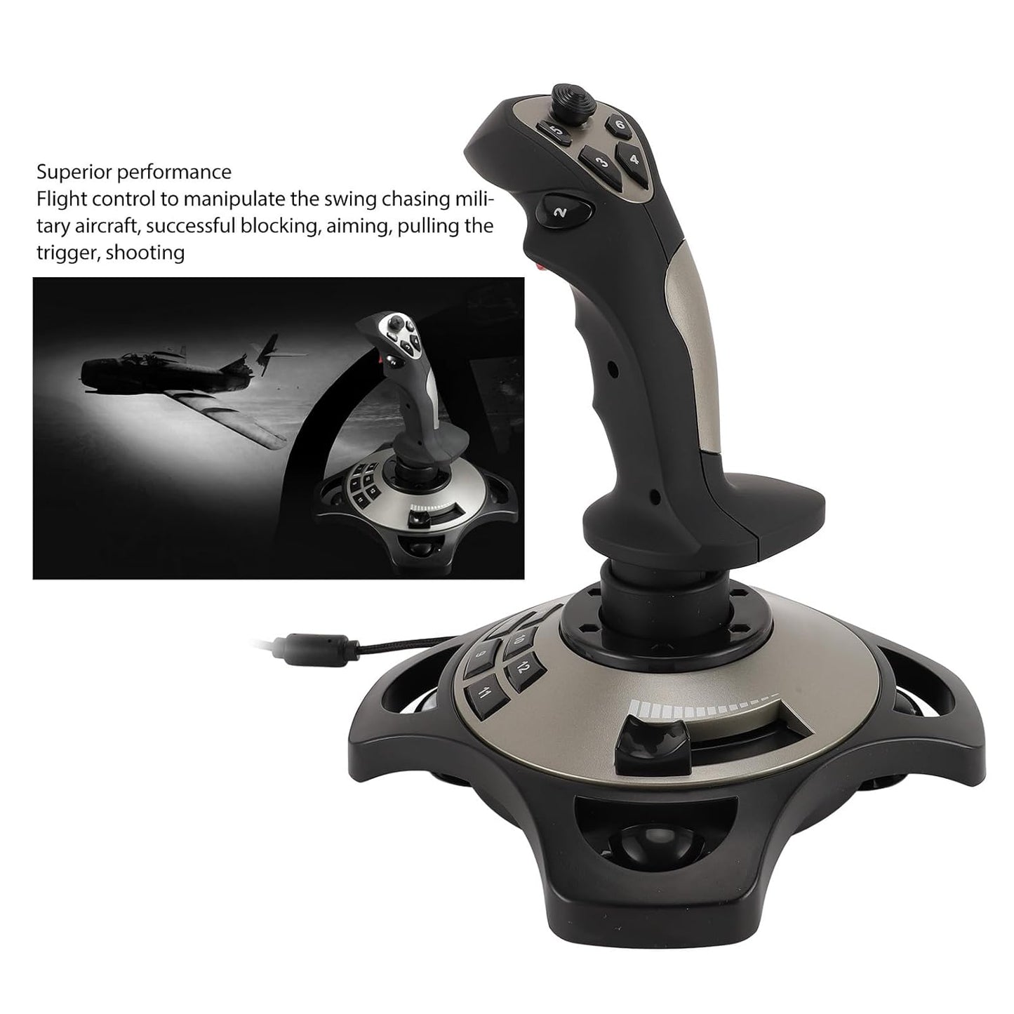XUMIUZIY PC Flight Joystick Control, USB Wired Flight Stick with Vibration Function and Throttle Control, Universal Simulation Controller Joystick for PC Computer Laptop, 7/8/10/11