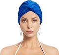 Pleated Fabric Swimming Cap Women Ladies Long Hair Swim Cap Ear Protecting by AYILUOBE