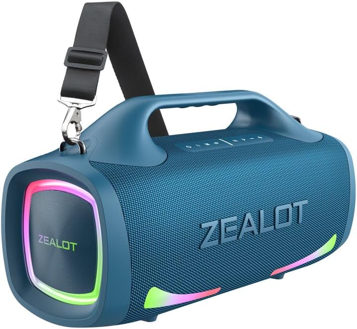 ZEALOT Bluetooth Speaker, 110W Peak(100W) Booming Sound Speakers Wireless, Dual Pairing, XBass, BT 5.3, 24000mAh Power Bank, Portable Outdoor Waterproof Speaker for Camping, Beach Party（Dark Blue