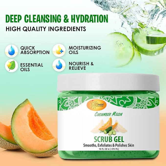 SPA REDI – Exfoliating Scrub Pumice Gel, Cucumber Melon, 16 oz - Image 5