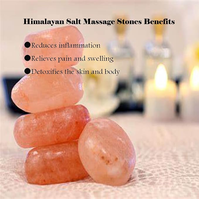 2 Pcs Himalayan Salt Hot Massage Stones Cold Stones Set Warm Rocks Kit - Image 3