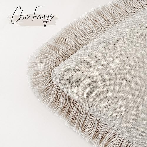 Foindtower Decorative Linen Fringe Throw Pillow Covers 20×20 Inch - Image 3