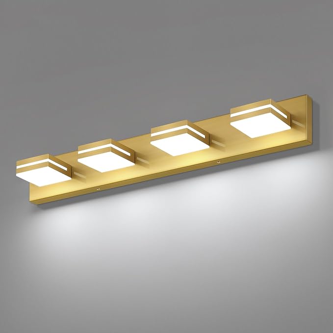 SineRise LED Modern Bathroom Vanity Light Fixtures, Brass Modern Acrylic by SINERISELIGHTING