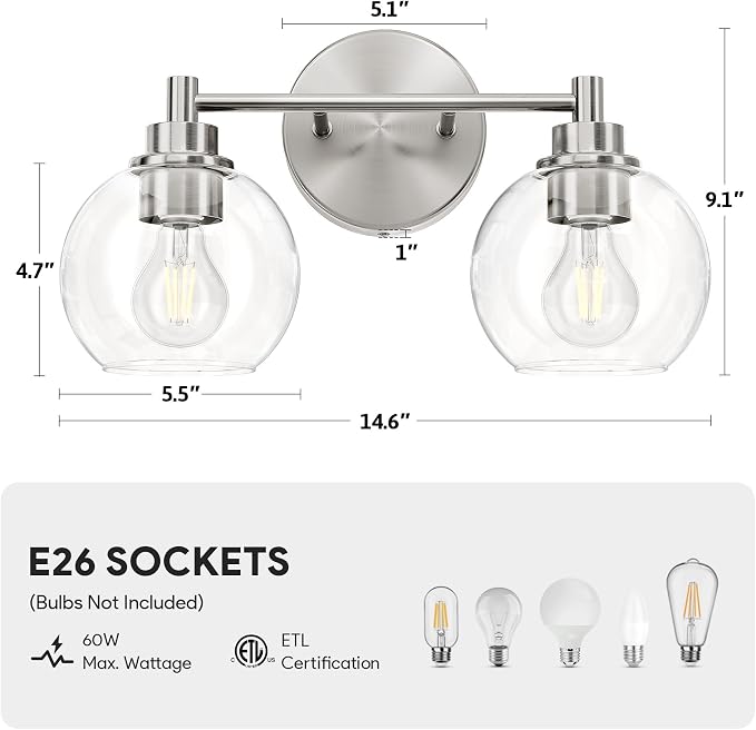 VONLUCE Bathroom Light Fixtures, 2-Light Vanity Lights - Image 5