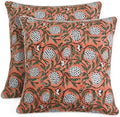 Ridhi Block Print Dark Salmon Pink Pillow Cover 24" x 24" Decorative Couch by Ridhi