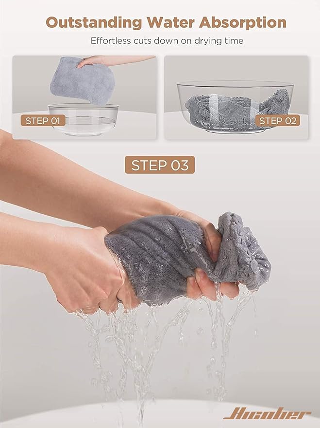Hicober Microfiber Hair Towel Wrap, Fast Drying Hair Towels - Image 7