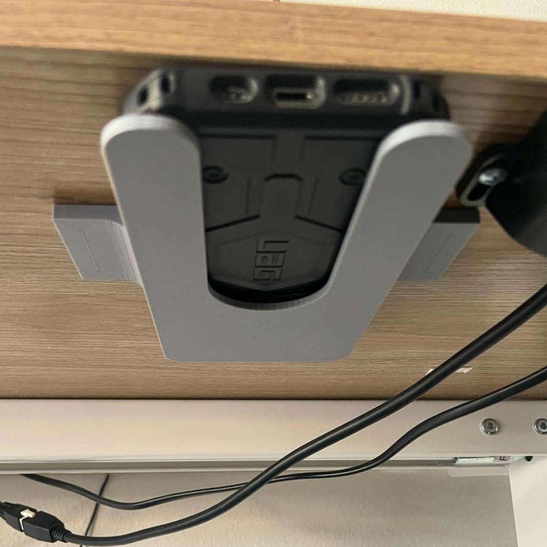 Chatelet Under Desk Phone Holder with Adhesive – Hidden Smartphone Mount for Office or Home Desk – Stick-On Organizer for Focus & Productivity – Fits Most Phones (White)