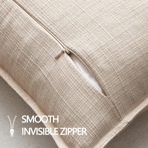 MIULEE Thick Textured Euro Sham Throw Pillow Covers 26x26 in Oatmeal Linen - Image 7