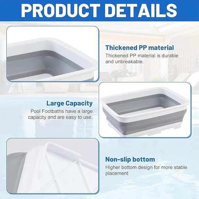 Pool Foot Bath Tray for Swimming Pool, Non- Slip Collapsible Foot Bath for Pool - Image 6