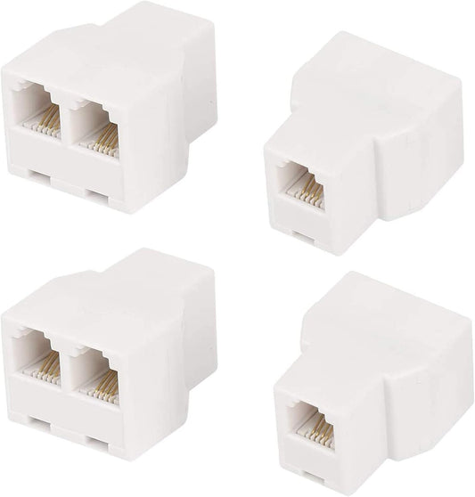 Uvital RJ11 6P4C 1 Female to 2 Female Telephone Line Splitters, Telephone Landline Cable Connector and Separator(White,4 Pack)