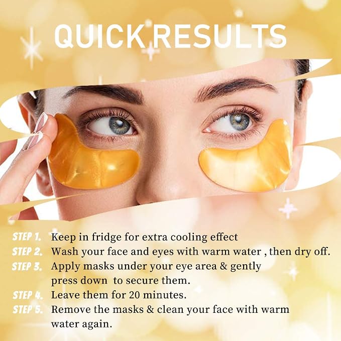 Vandarllin 24K Gold Powder Gel Collagen Eye Masks Sheet Patch, Anti Aging - Image 3