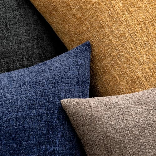 MIULEE Fall Couch Pillow Covers Textured Chenille 18x18 Mustard Yellow - Image 3
